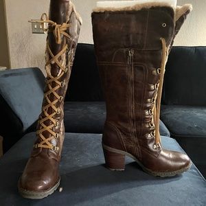 Bunny Dark Brown Canoe Shearling Boots